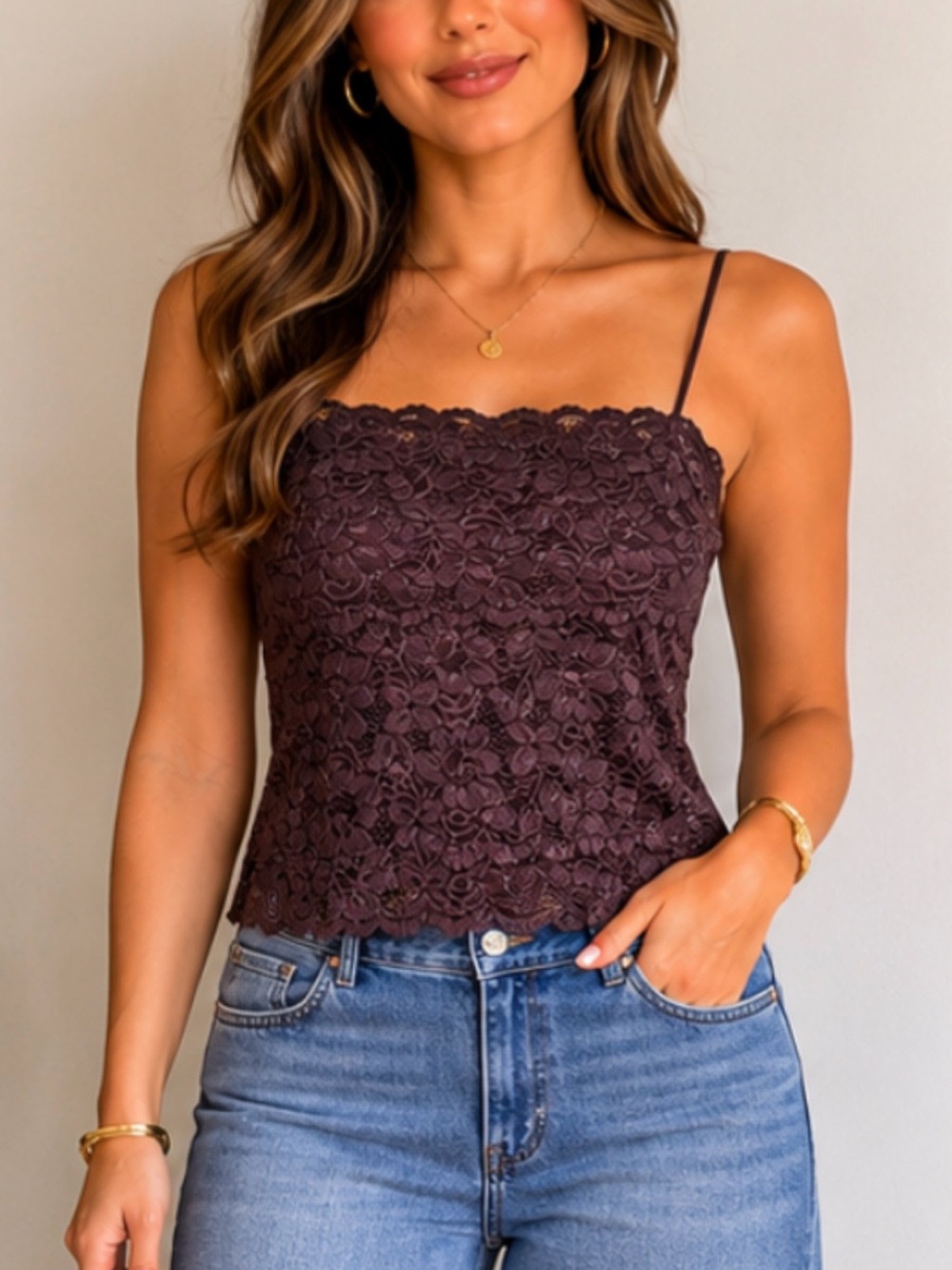 Y2K Studio Y Chocolate Brown Lace top